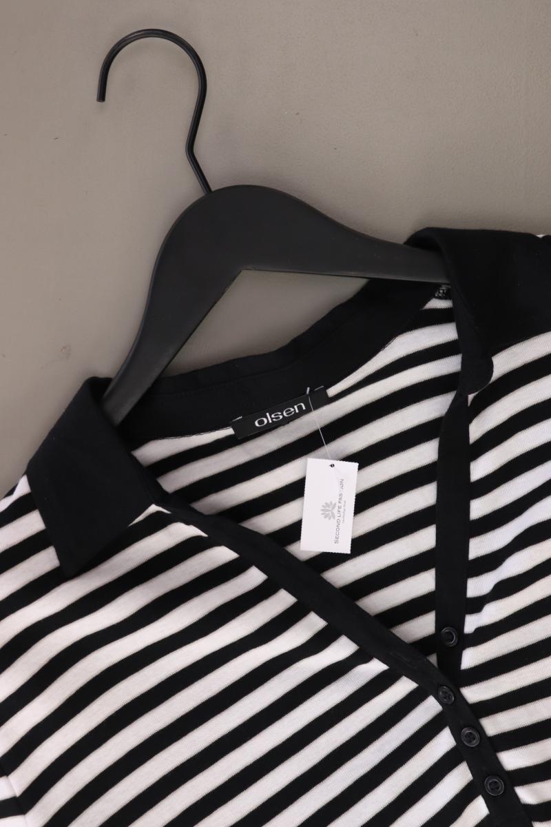 olsen Poloshirt Gr. 46 gestreift Kurzarm schwarz aus Baumwolle