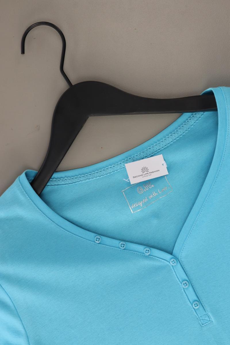 Gerry Weber Shirt mit V-Ausschnitt Gr. XL Kurzarm türkis aus Baumwolle
