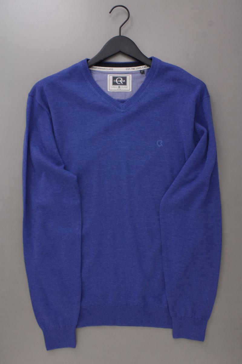 Calamar Feinstrickpullover für Herren Gr. M neuwertig blau aus Baumwolle