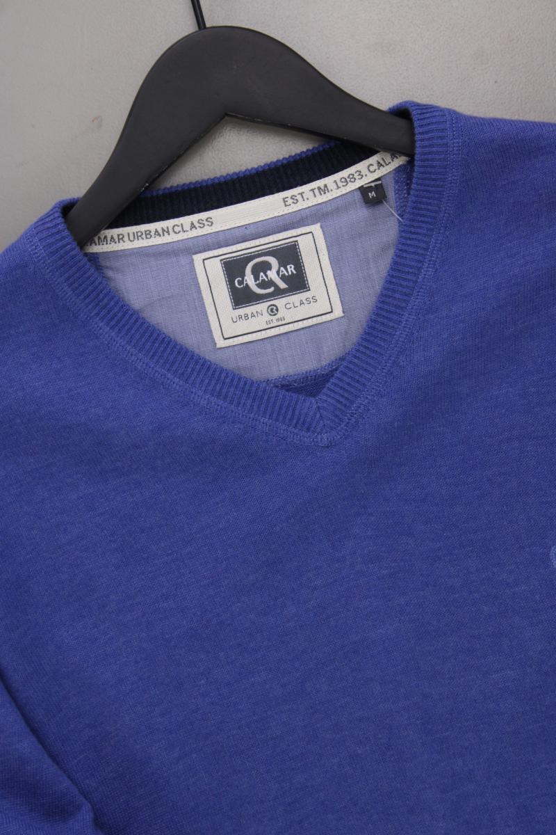 Calamar Feinstrickpullover für Herren Gr. M neuwertig blau aus Baumwolle