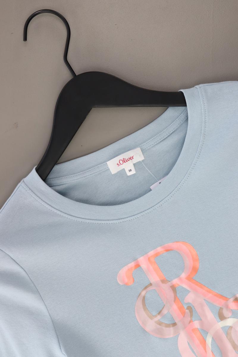 s.Oliver Printshirt Gr. 38 Kurzarm blau aus Baumwolle