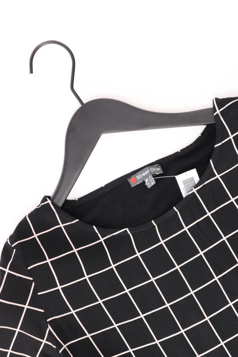 Street One T-Shirt Gr. 38 kariert Kurzarm schwarz aus Viskose