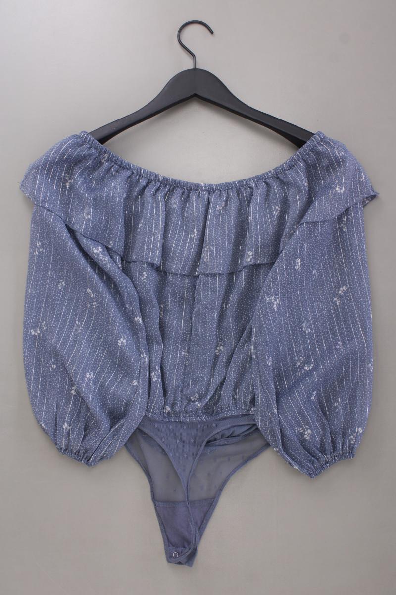 Abercrombie & Fitch Bodybluse Gr. XS 3/4 Ärmel mit Carmen-Ausschnitt blau