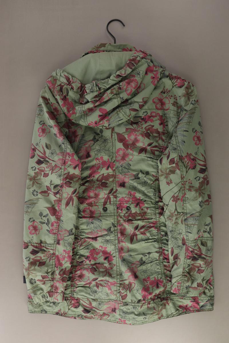 s'questo Übergangsjacke Gr. 40 mit Blumenmuster grün aus Baumwolle