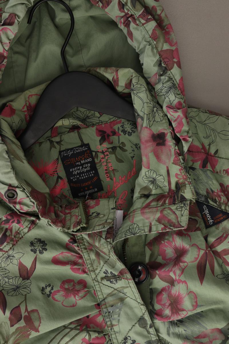 s'questo Übergangsjacke Gr. 40 mit Blumenmuster grün aus Baumwolle