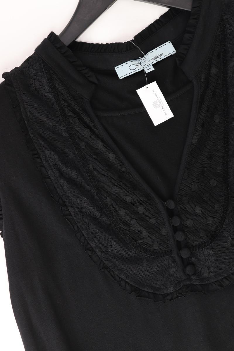 Himmelblau Kurzarmbluse Gr. 44 schwarz aus Baumwolle