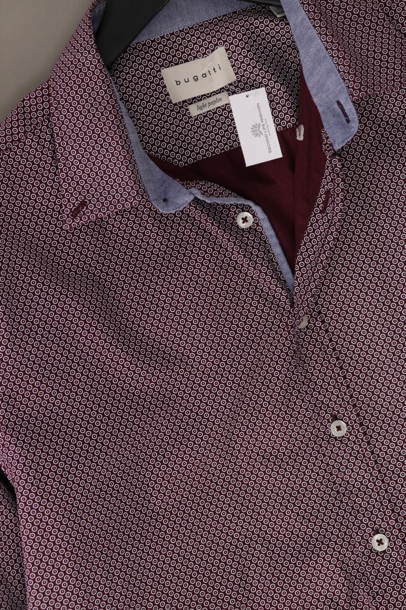 Bugatti Langarmhemd für Herren Gr. L lila aus Baumwolle