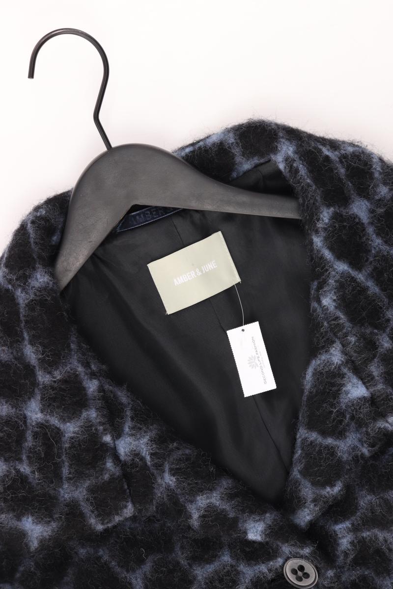 Amber & June Wollmantel Gr. 42 mit Tierdruck neuwertig blau