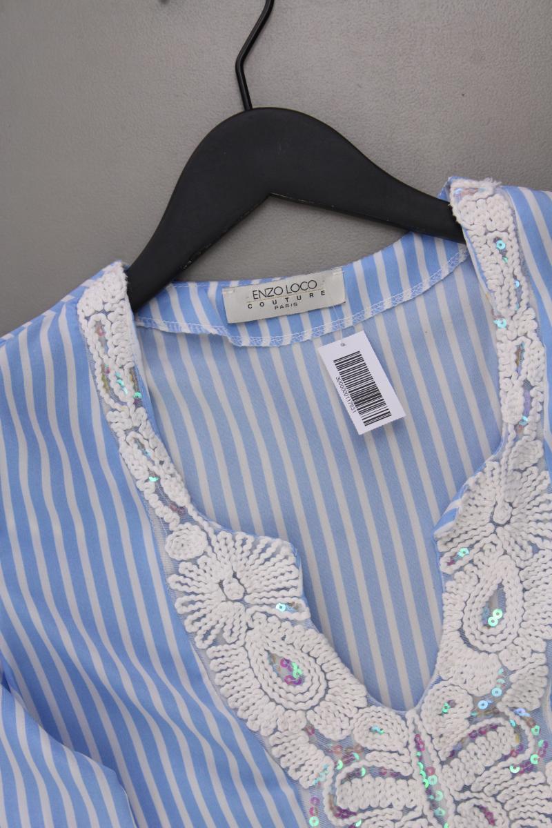 Enzo Loco Couture Bluse Gr. S gestreift 3/4 Ärmel mit Pailletten blau