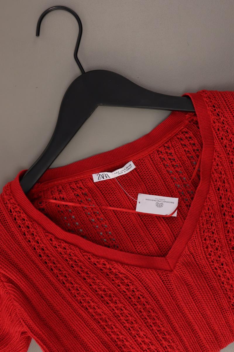 Zara Shirt mit V-Ausschnitt Gr. S rot aus Baumwolle