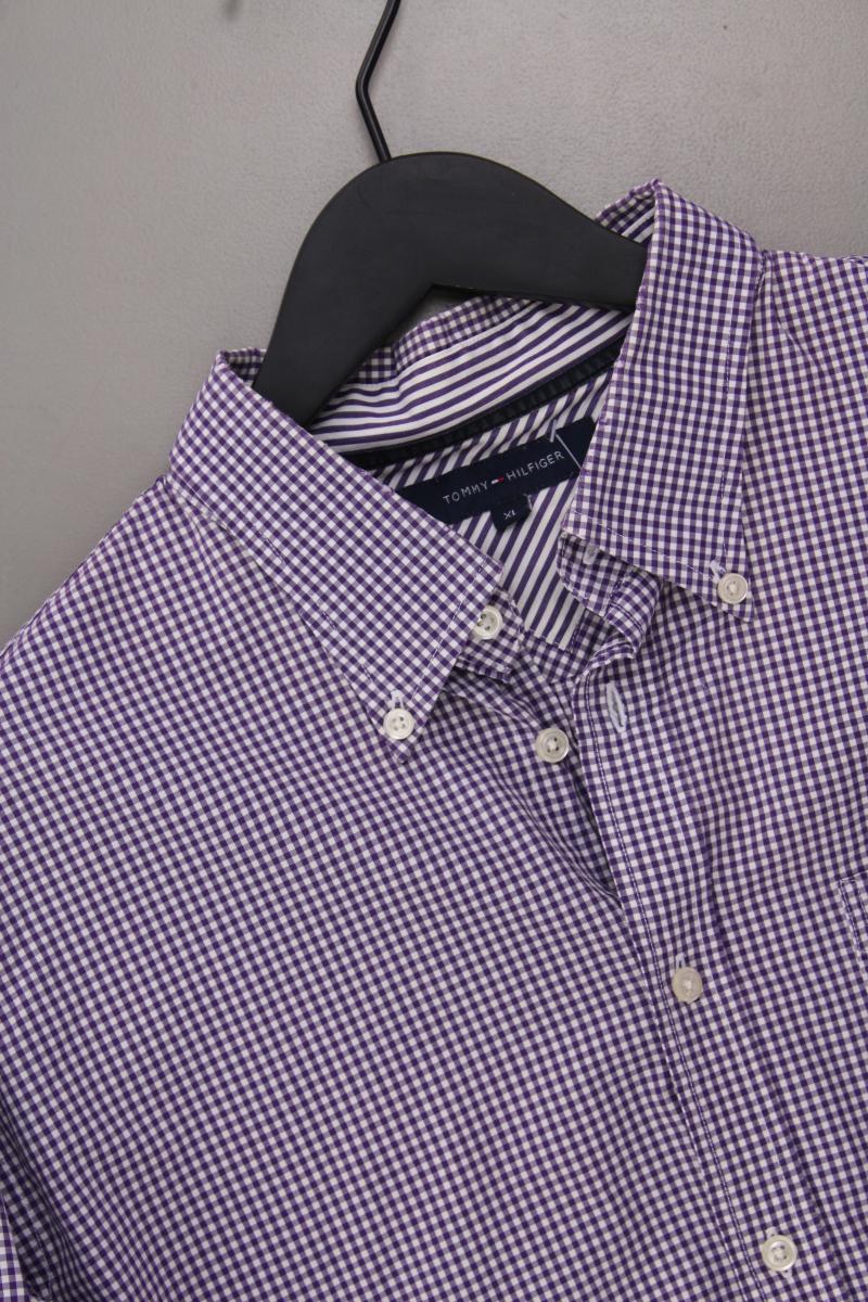 Tommy Hilfiger Karohemd für Herren Gr. XL kariert Langarm lila aus Baumwolle