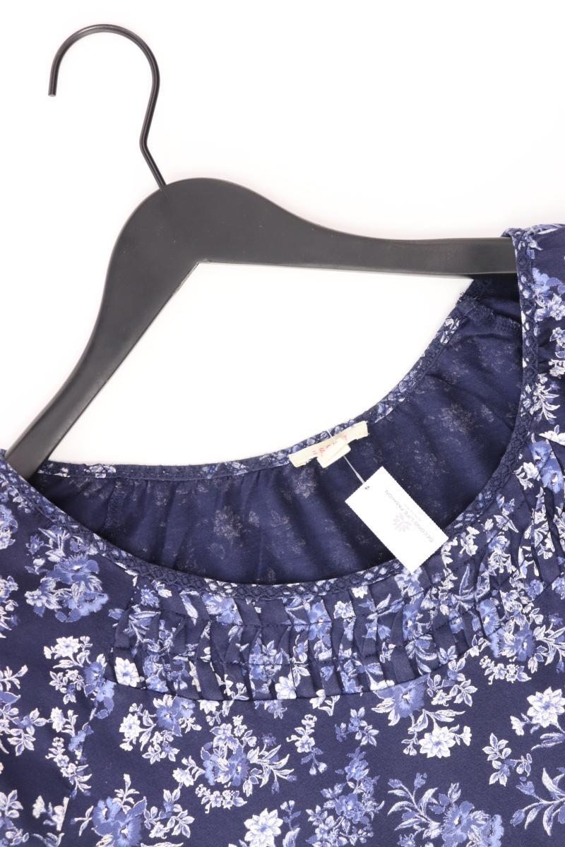 Esprit Kurzarmbluse Gr. L mit Blumenmuster blau aus Baumwolle