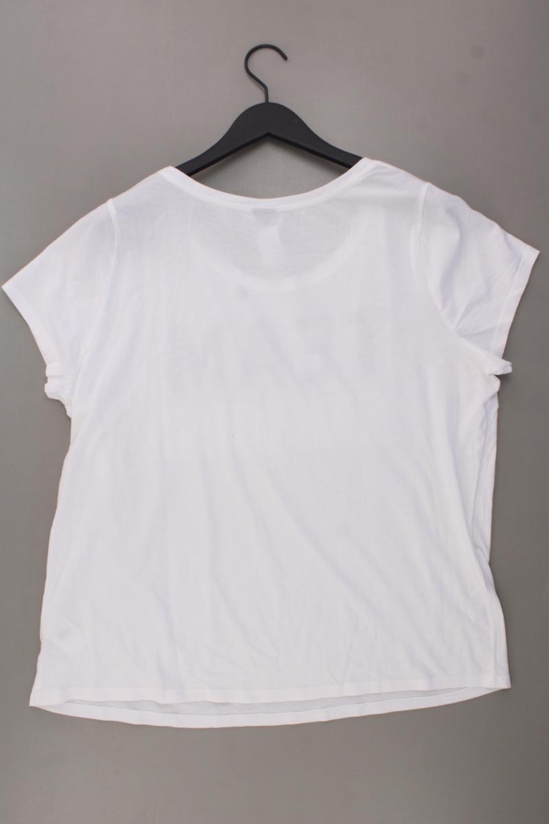 Arizona Weihnachtsshirt Gr. 48/50 Kurzarm mit Pailletten weiß aus Baumwolle