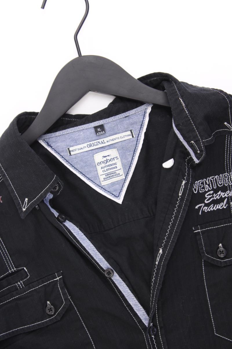 Engbers Langarmhemd für Herren Gr. Hemdgröße 43/44 schwarz aus Baumwolle
