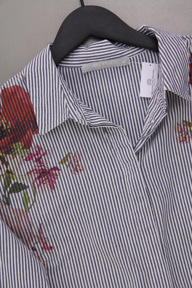 Betty & Co. Oversize-Bluse Gr. 40 gestreift 3/4 Ärmel grau aus Baumwolle