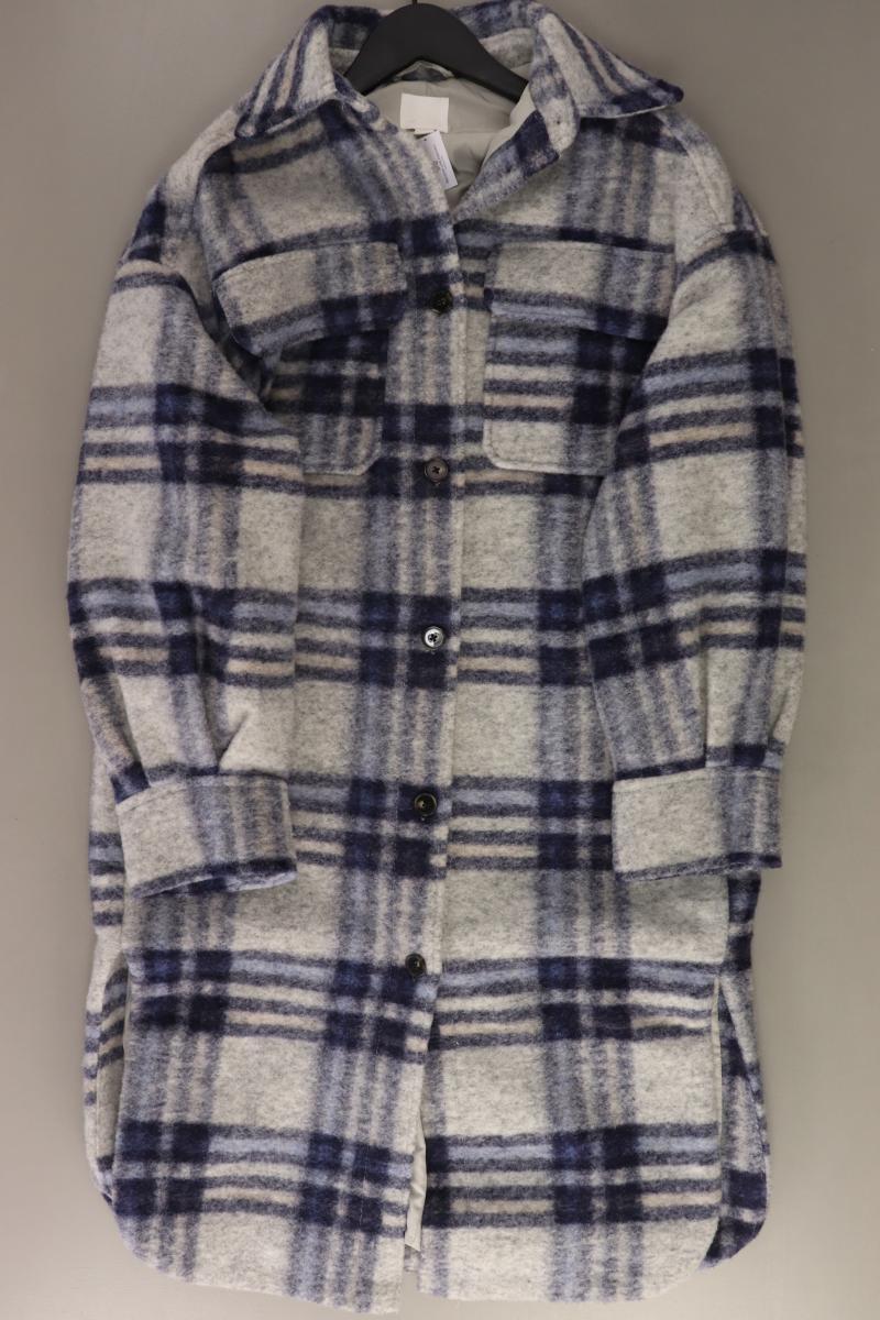H&M Wollmantel Gr. XS kariert neuwertig blau