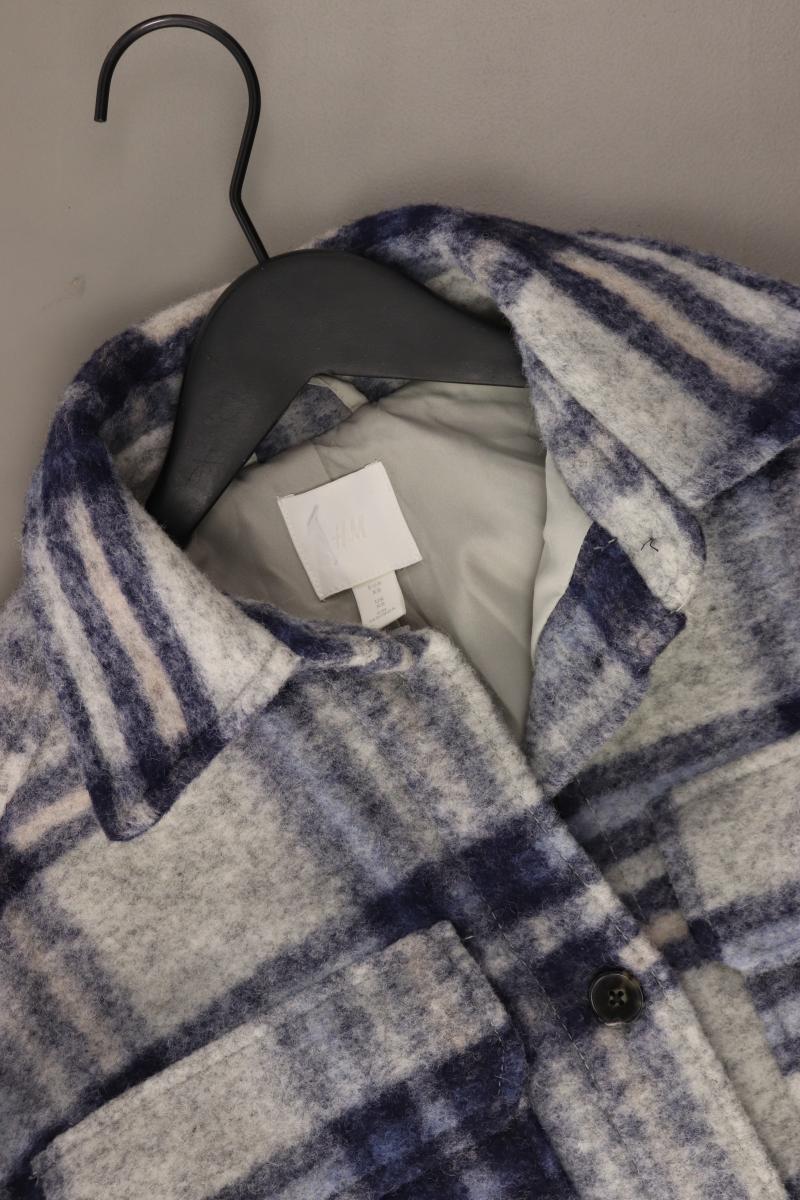 H&M Wollmantel Gr. XS kariert neuwertig blau