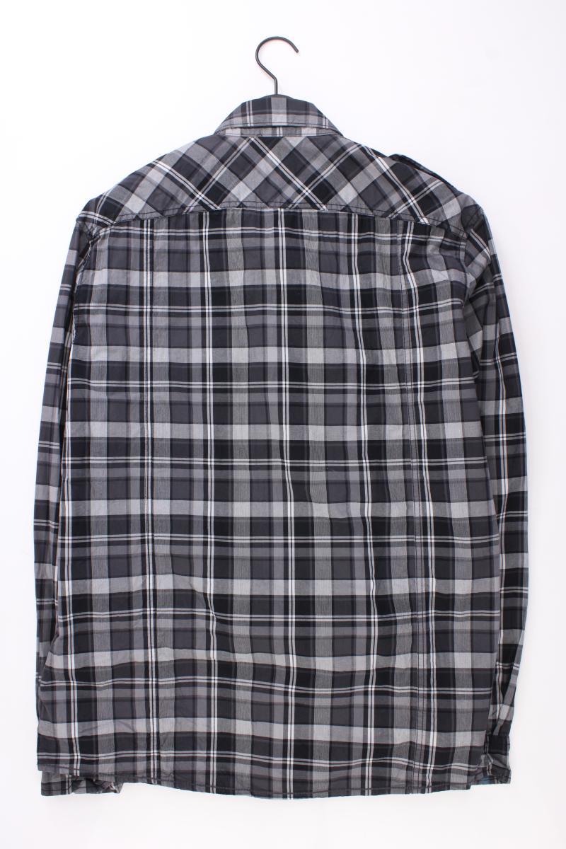 Esprit Karohemd für Herren Gr. XL kariert Langarm grau aus Baumwolle