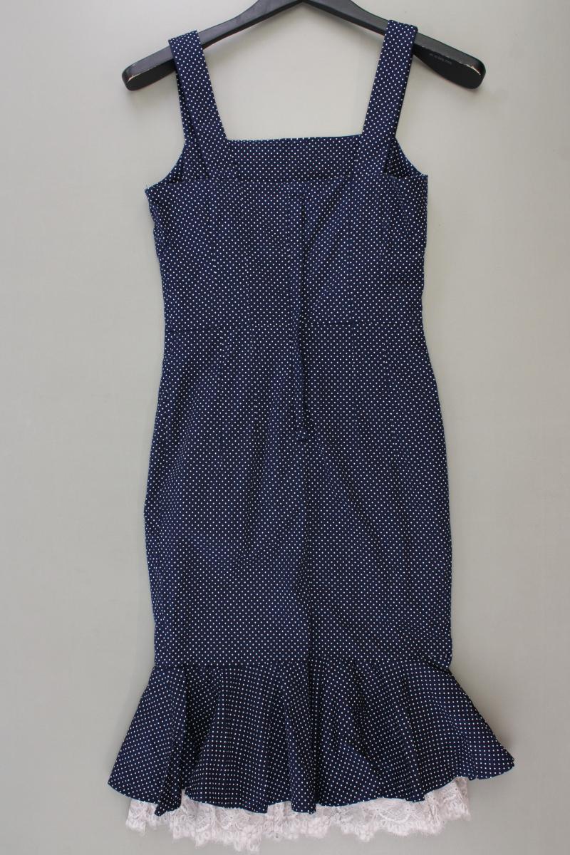 Midikleid Gr. IT 42 (S) gepunktet Träger blau aus Baumwolle
