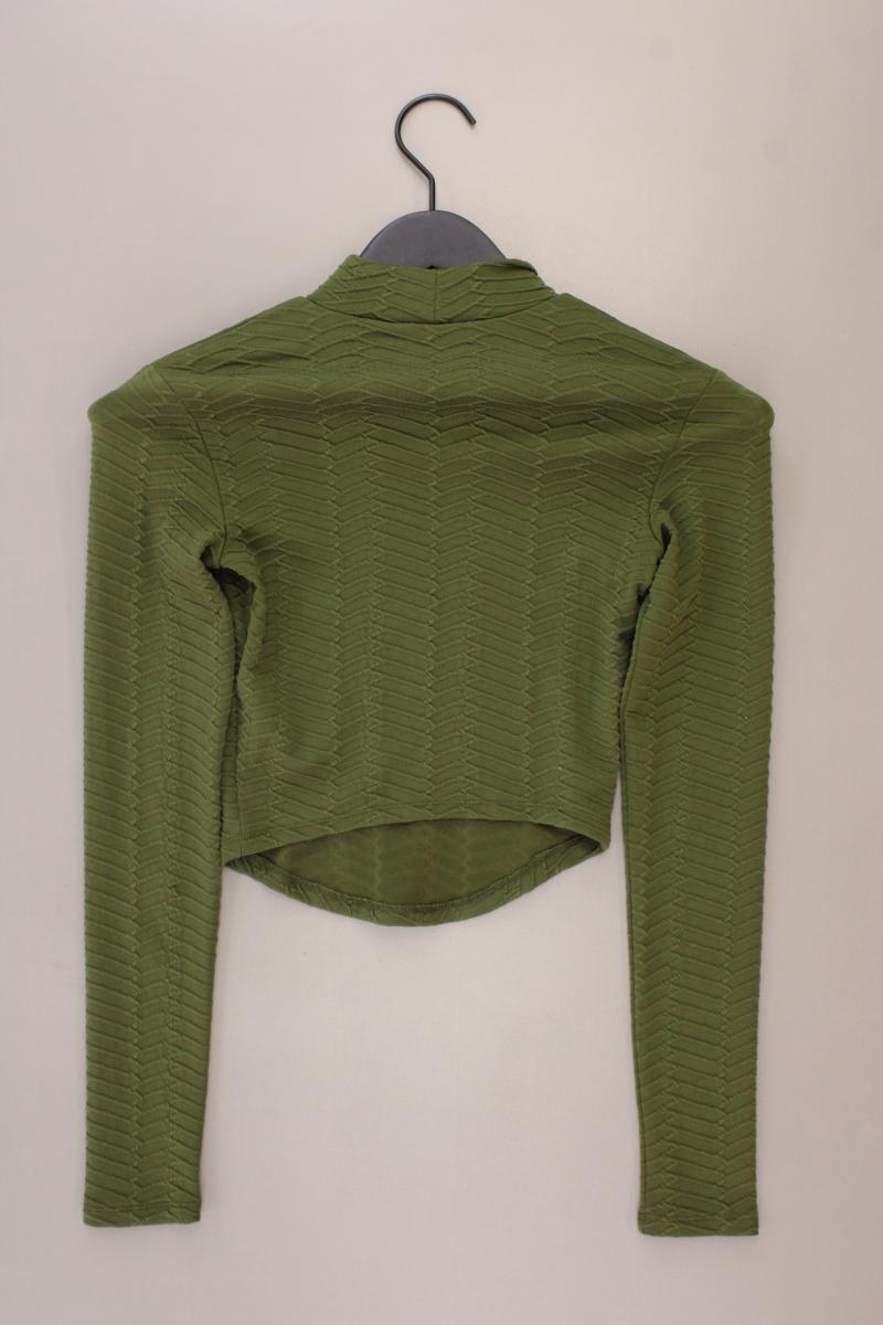 Bershka Cropped Shirt Gr. XS Langarm olivgrün aus Polyester