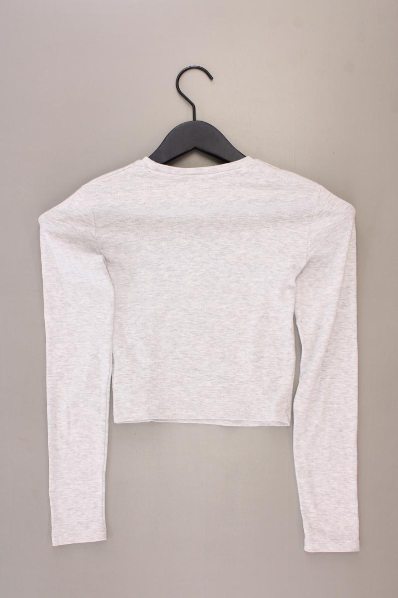 Bershka Cropped Shirt Gr. XS Langarm grau aus Baumwolle