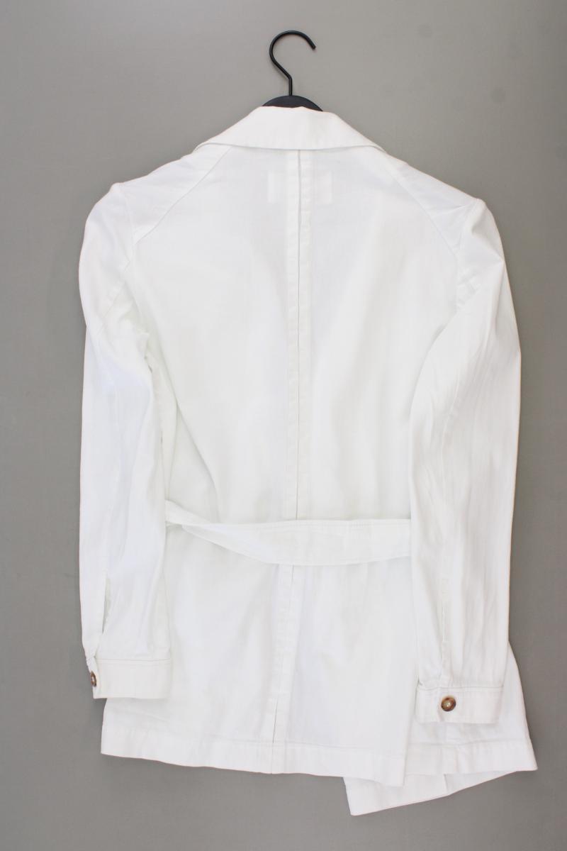 Riani Lange Jacke Gr. 38 mit Gürtel weiß aus Baumwolle