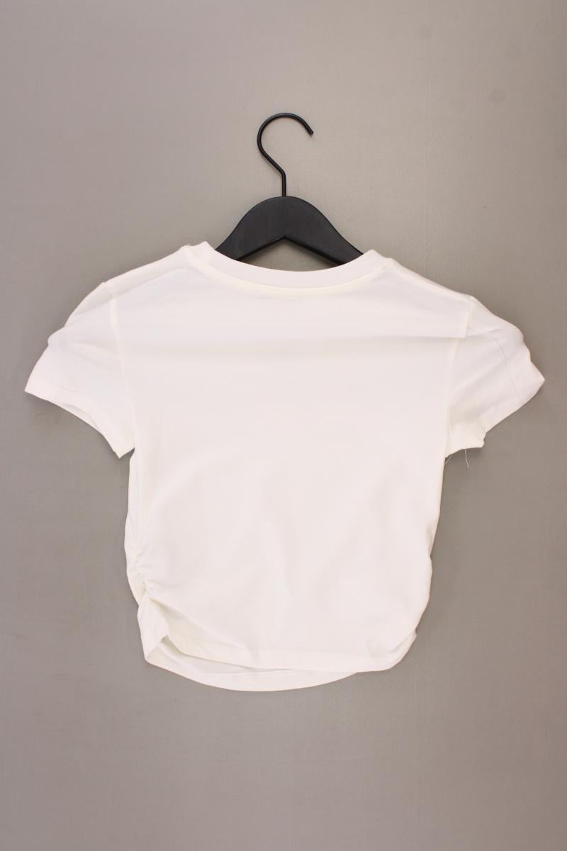 Bershka Cropped Shirt Gr. XS Kurzarm creme aus Baumwolle