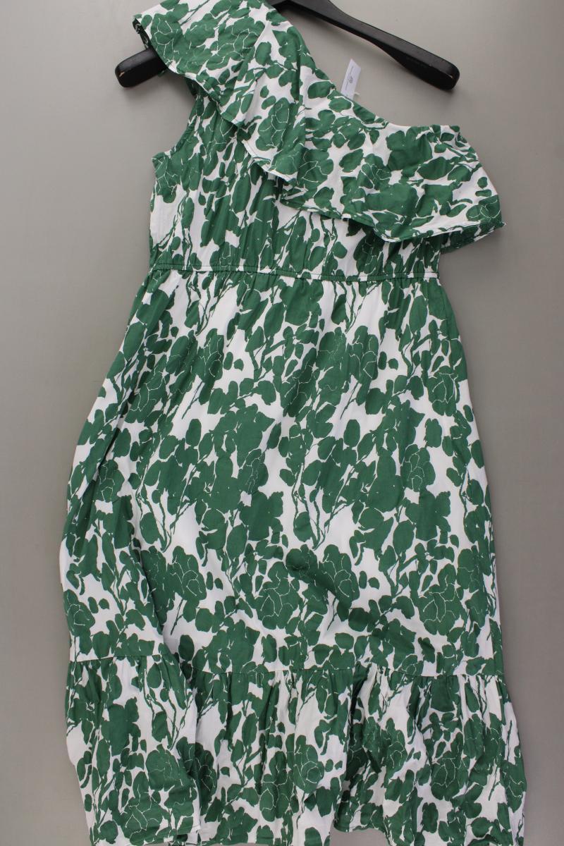 Mango One-Shoulder-Kleid Gr. L mit Blumenmuster Ärmellos grün aus Baumwolle