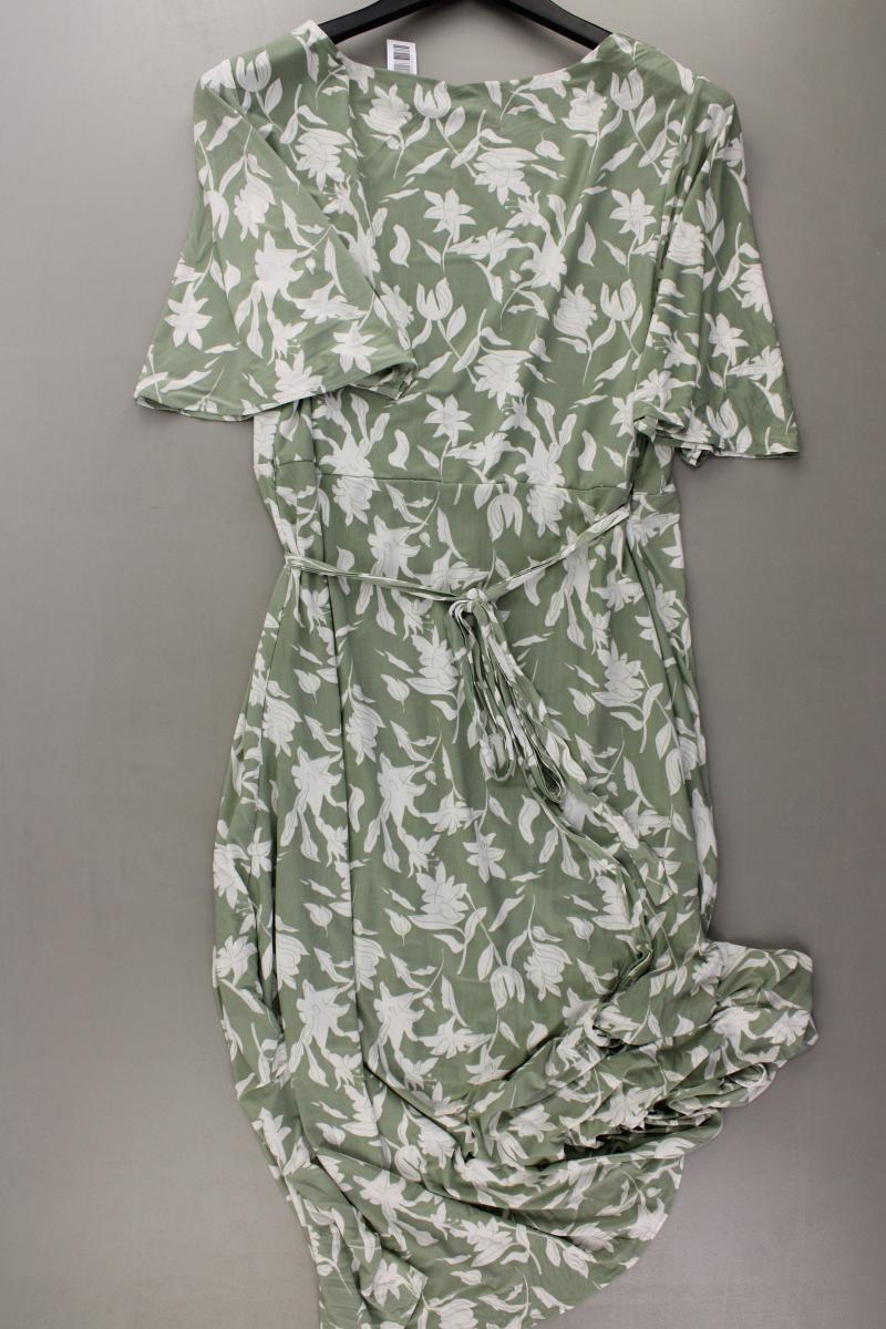 Mango Wickelkleid Gr. L mit Blumenmuster Kurzarm grün