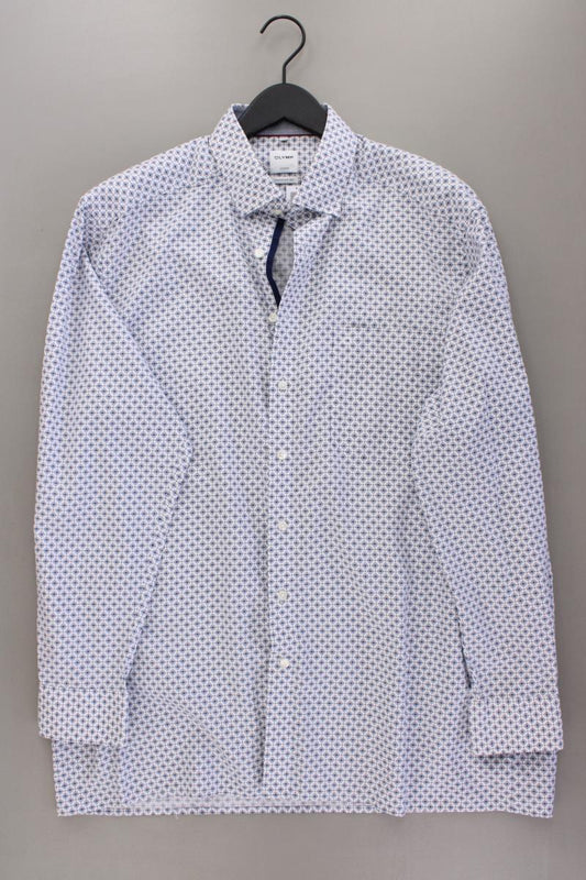 Olymp Langarmhemd für Herren Gr. Hemdgröße 44 mit Blumenmuster blau