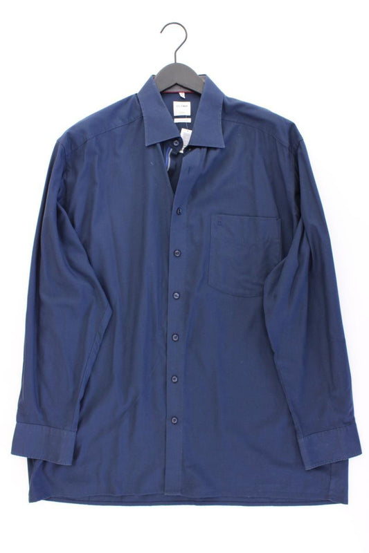 Olymp Langarmhemd für Herren Gr. Hemdgröße 44 blau aus Baumwolle