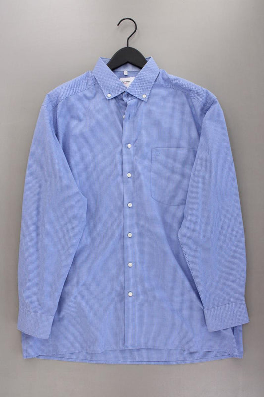 Olymp Langarmhemd für Herren Gr. Hemdgröße 44 geometrisches Muster blau