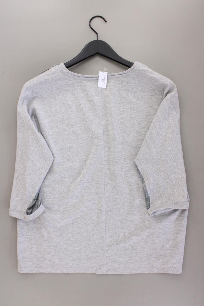 Taifun Printshirt Gr. 42 mit Blumenmuster 3/4 Ärmel mit Glitzer silber