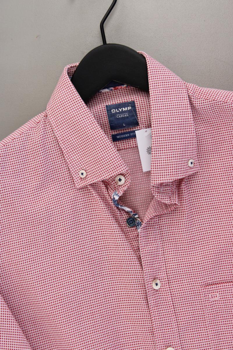 Olymp Kurzarmhemd für Herren Gr. L neuwertig rot aus Baumwolle
