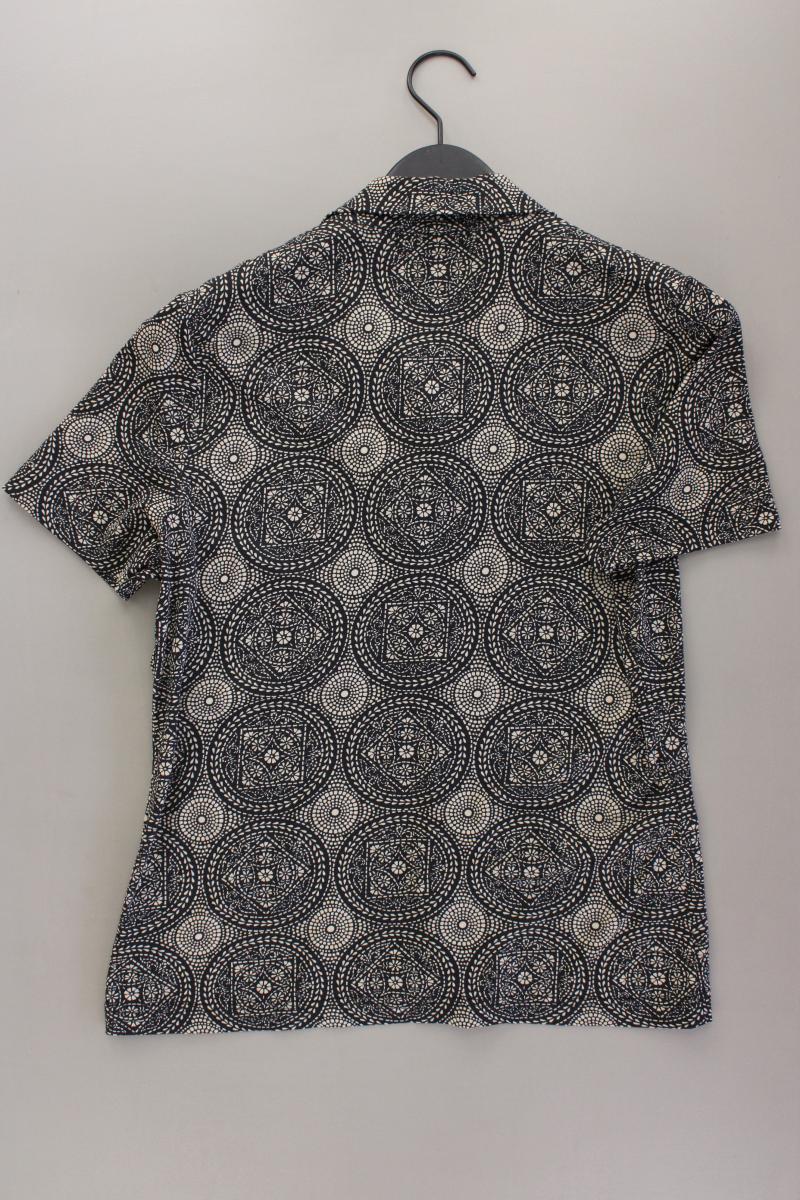 s.Oliver Kurzarmbluse Gr. 44 geometrisches Muster Vintage grau aus Polyamid