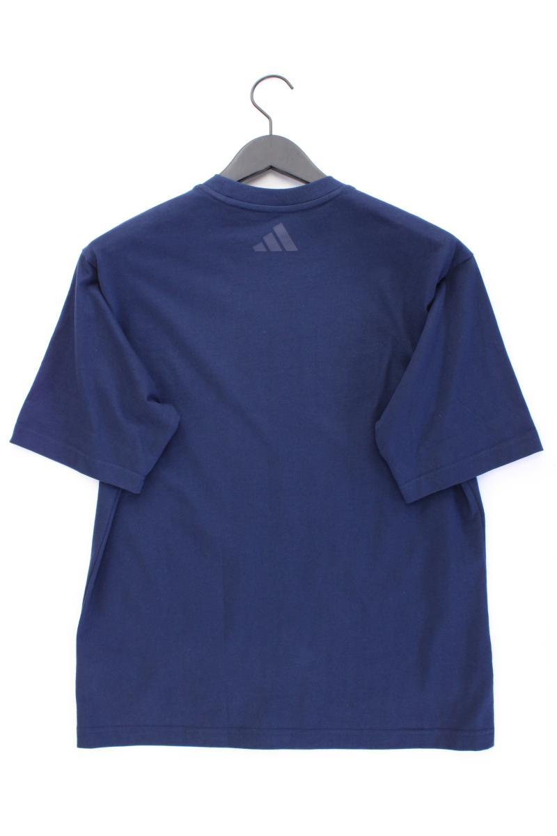 Adidas Printshirt für Herren Gr. S neuwertig Kurzarm blau aus Baumwolle