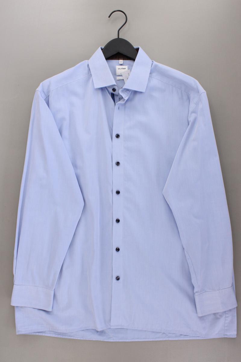 Olymp Langarmhemd für Herren Gr. Hemdgröße 44 blau aus Baumwolle