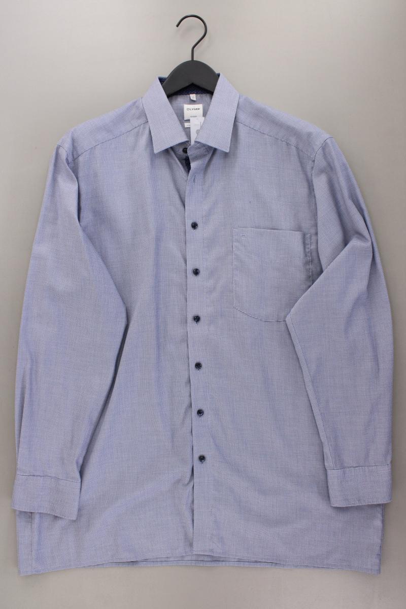 Olymp Langarmhemd für Herren Gr. Hemdgröße 44 blau aus Baumwolle