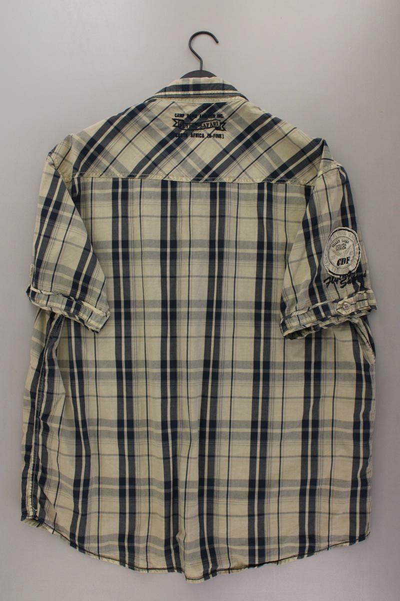 Camp David Karohemd für Herren Gr. XXXL kariert Kurzarm braun aus Baumwolle