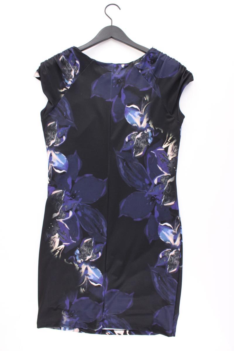 Création L. Etuikleid Gr. 40 mit Blumenmuster Kurzarm schwarz aus Polyester