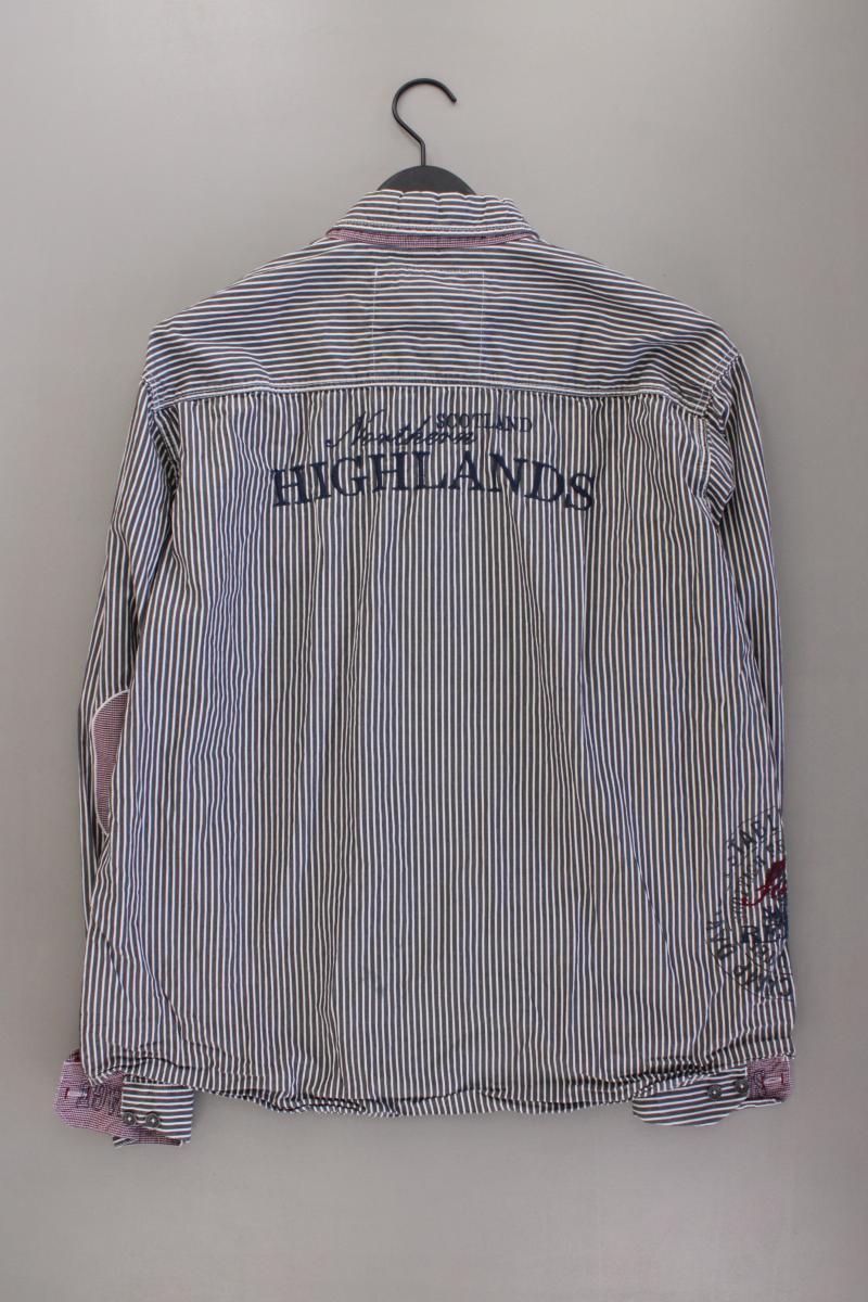 Camp David Langarmhemd für Herren Gr. XL gestreift grau aus Baumwolle