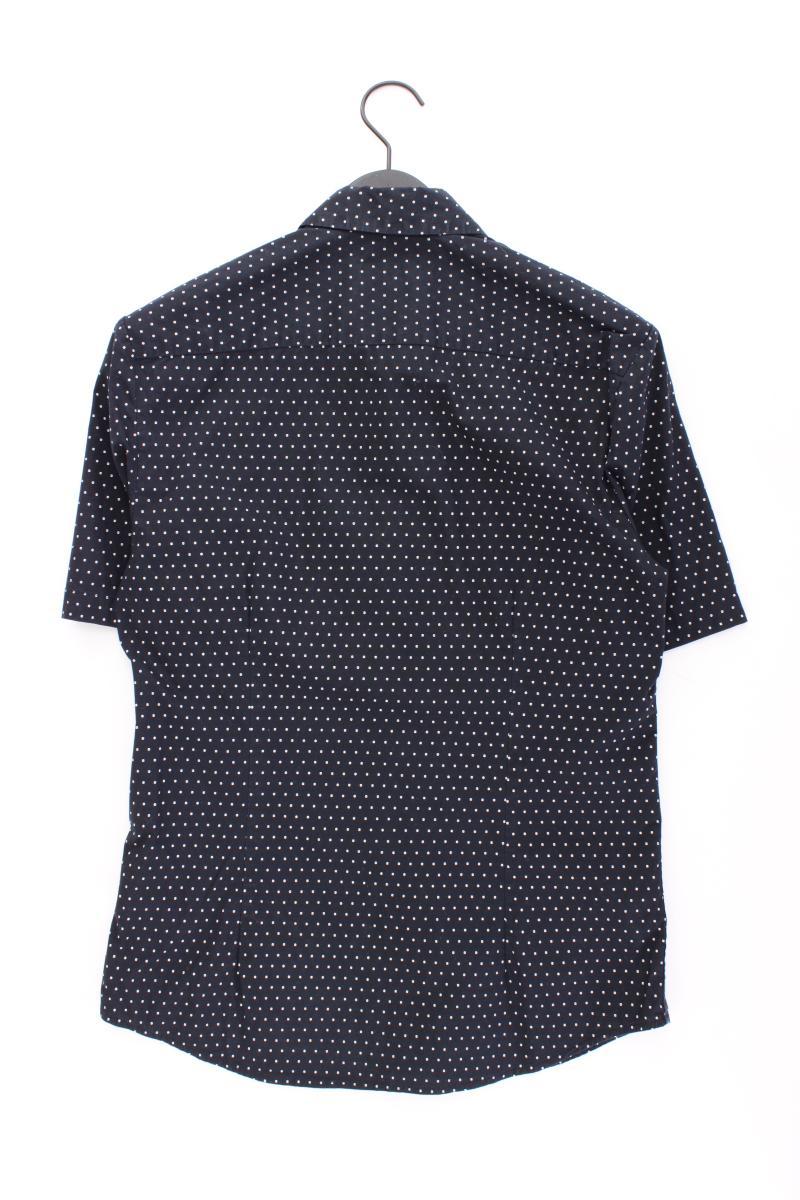 New Look Kurzarmhemd für Herren Gr. M gepunktet blau aus Baumwolle