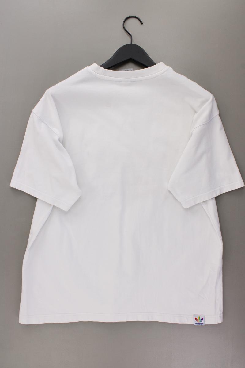 Adidas T-Shirt für Herren Gr. L Kurzarm weiß aus Baumwolle