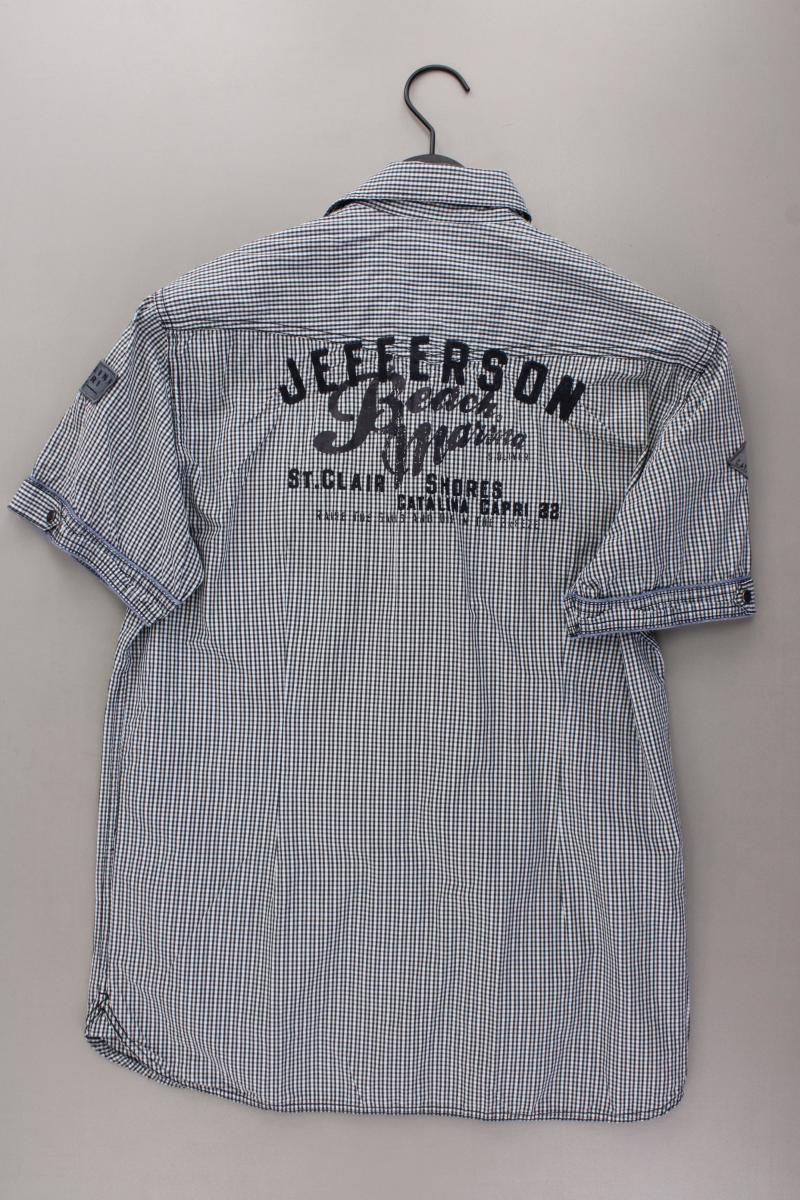 s.Oliver Karohemd für Herren Gr. M kariert Kurzarm grau aus Baumwolle