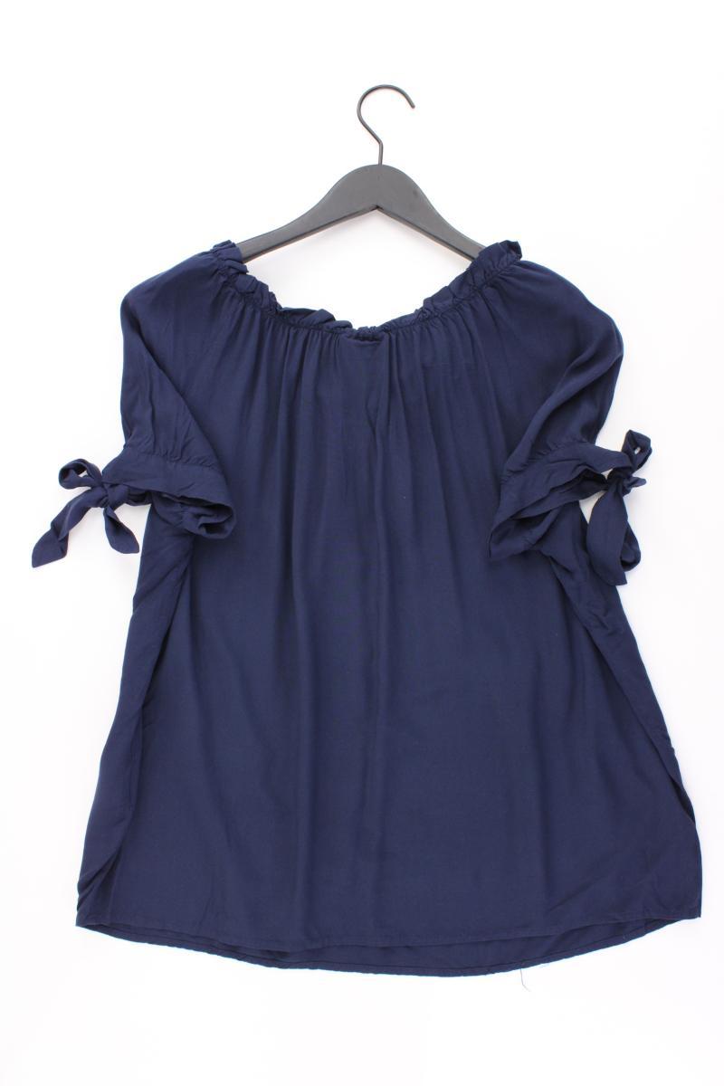 Free/Quent Kurzarmbluse Gr. XXL mit Carmen-Ausschnitt blau aus Viskose