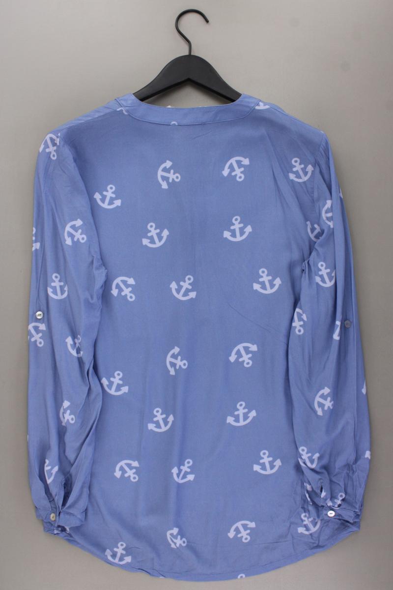 Zwillingsherz Bluse mit Ankermuster Gr. M Langarm blau aus Viskose