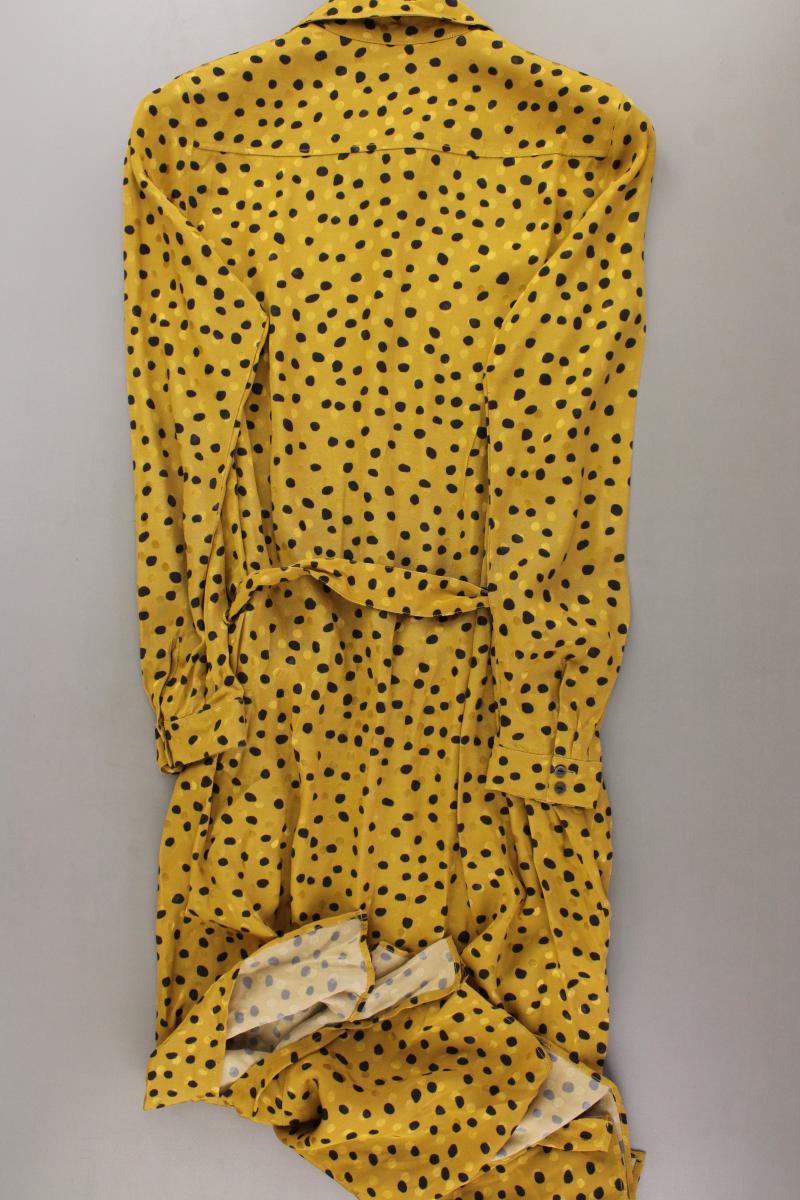 Expresso Langarmkleid Gr. 38 gepunktet neuwertig mit Gürtel gelb aus Viskose