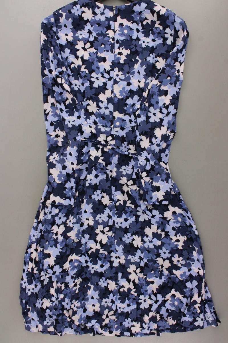 Esprit Langarmkleid Gr. 38 mit Blumenmuster mit Gürtel blau aus Viskose
