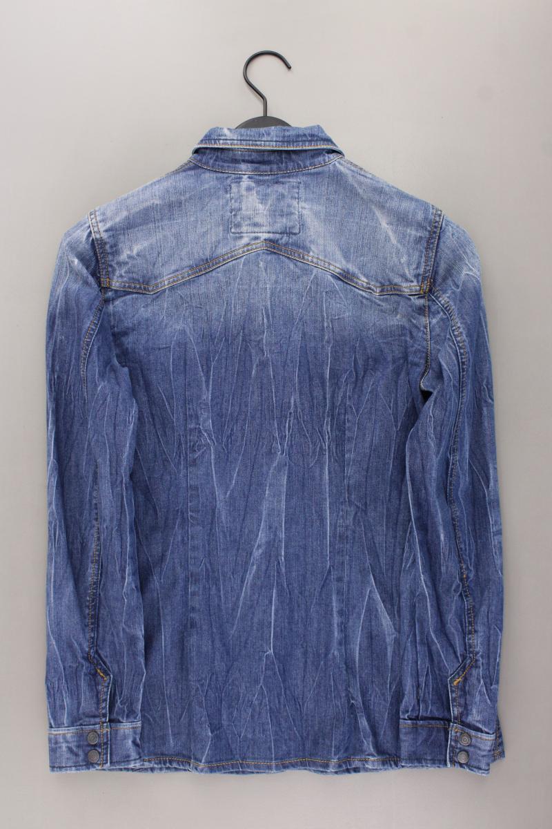 Mustang Jeansbluse Gr. 38 Langarm mit Nieten blau
