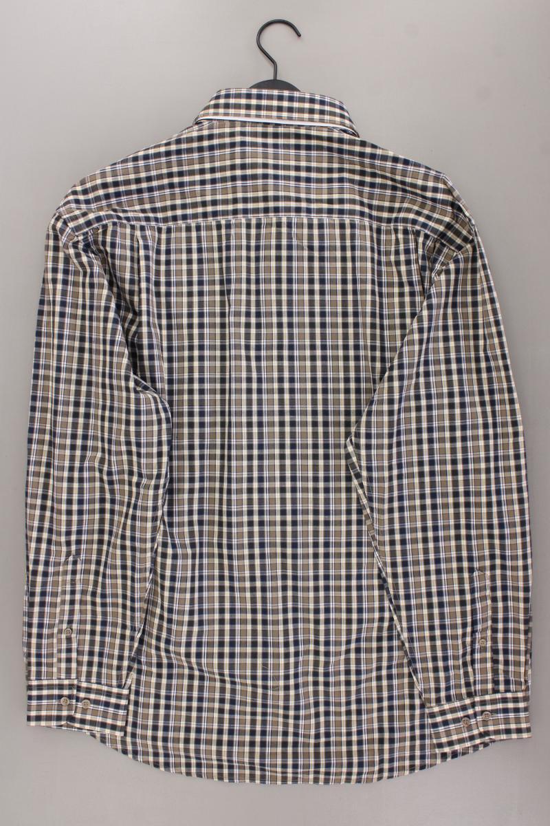 Luciano Hemd für Herren Gr. Hemdgröße 43/44 kariert Langarm braun aus Polyester